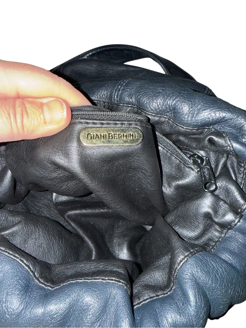 Giani Bernini Black Leather Drawstring Bag - Women